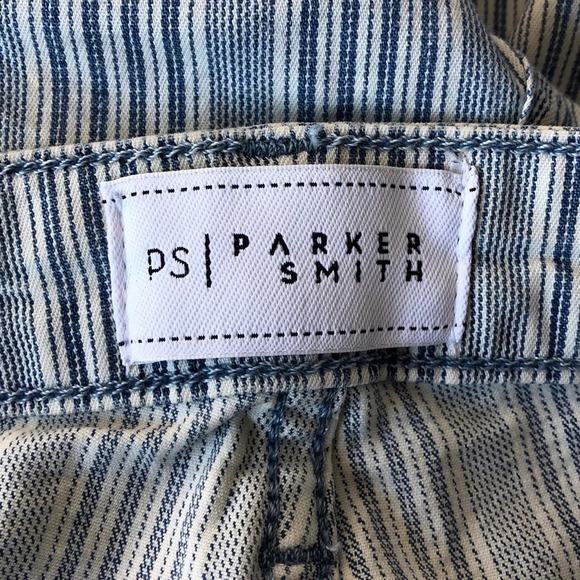 Parker Smith Blue & White Striped Raw Hem Straight Leg Crop Jean Size 25 - Picture 4 of 11